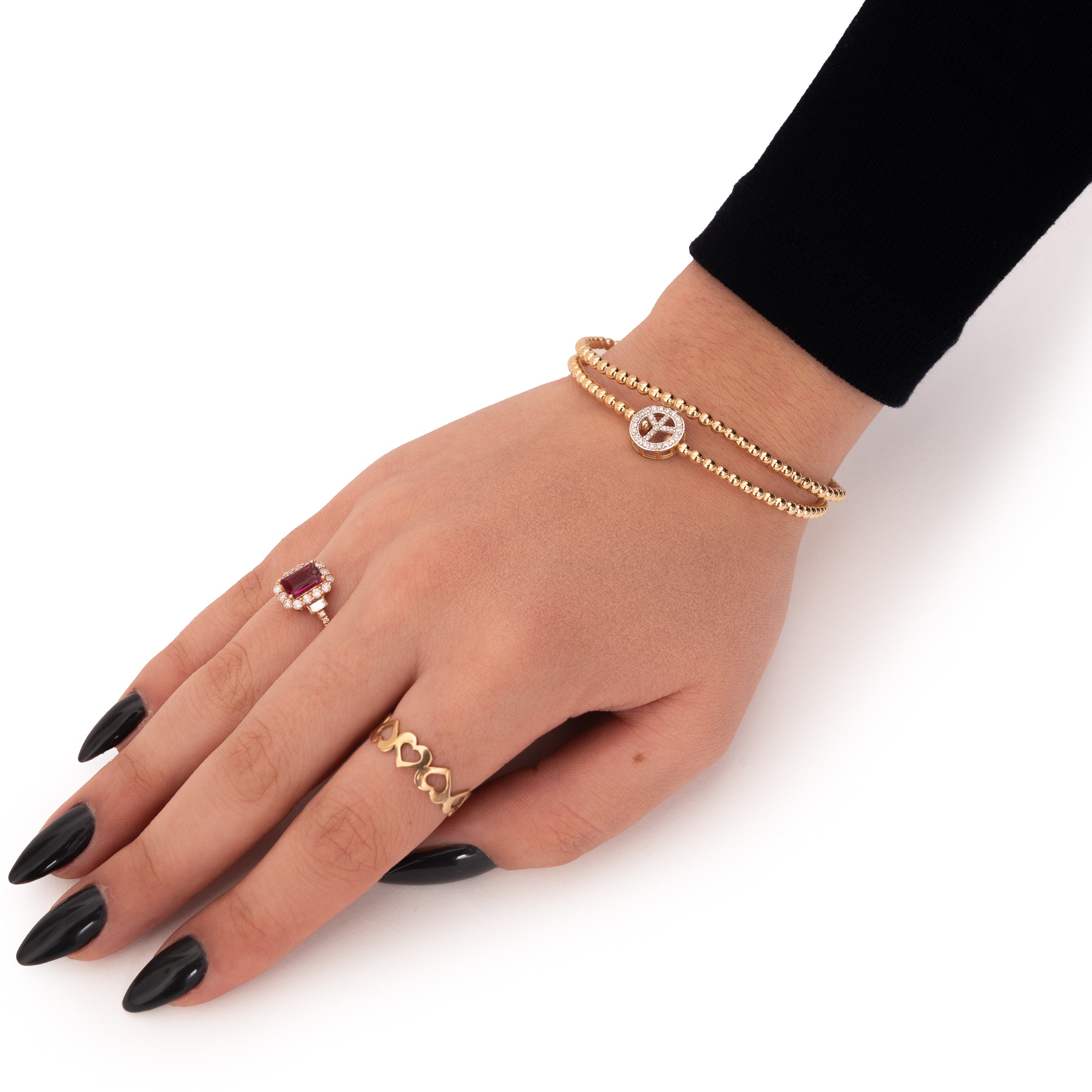 Pulseira maleável bolinhas ouro 18k