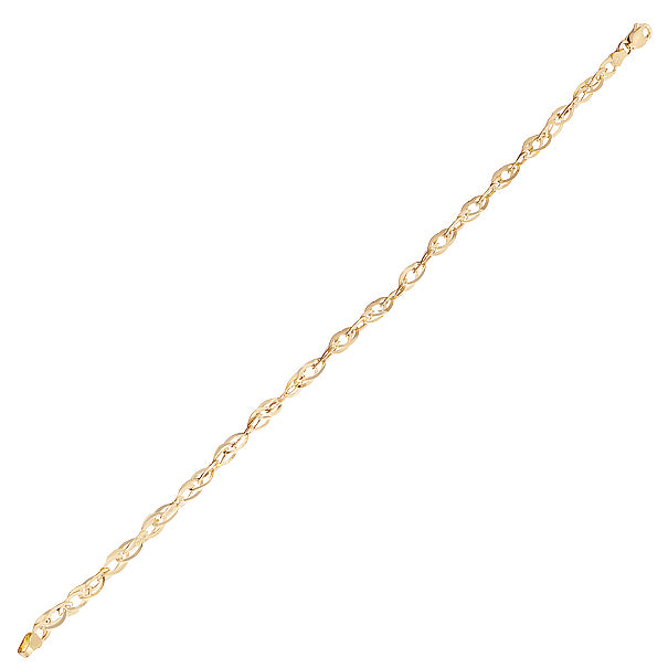 Pulseira elos navetes trançados ouro 18k