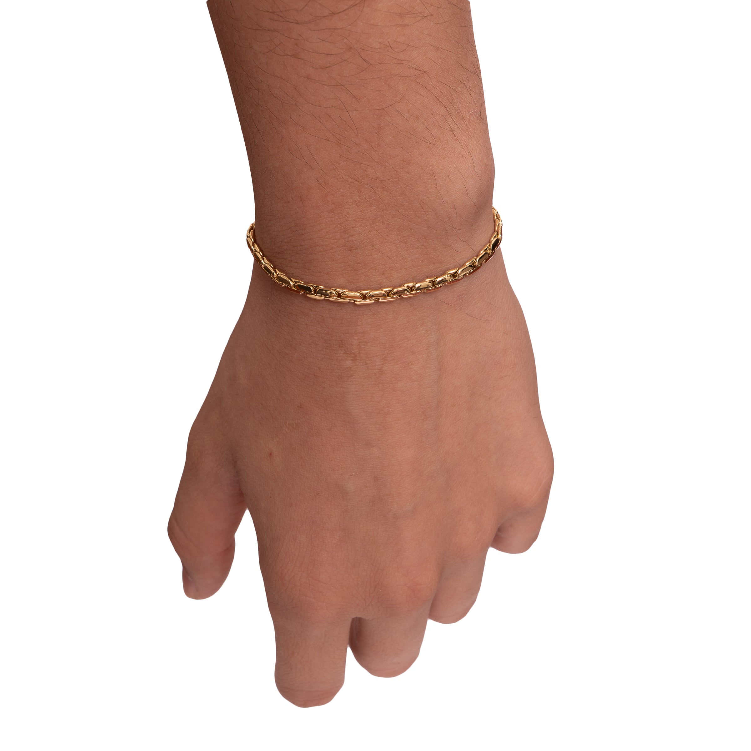 Pulseira masculina grumet achatada ouro 18k