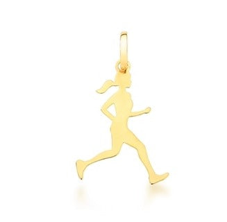 Pingente exclusivo em formato de mulher corredora em ouro 18k, alta joalheria e joias de luxo Rose Mafra.