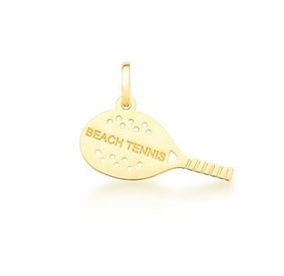 Pingente exclusivo em formato de raquete de Beach Tennis em ouro 18k, alta joalheria e joias de luxo Rose Mafra.