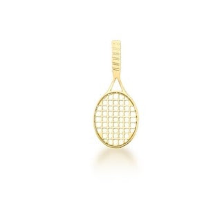 Pingente exclusivo em formato de raquete de tênis em ouro 18k, alta joalheria e joias de luxo Rose Mafra.