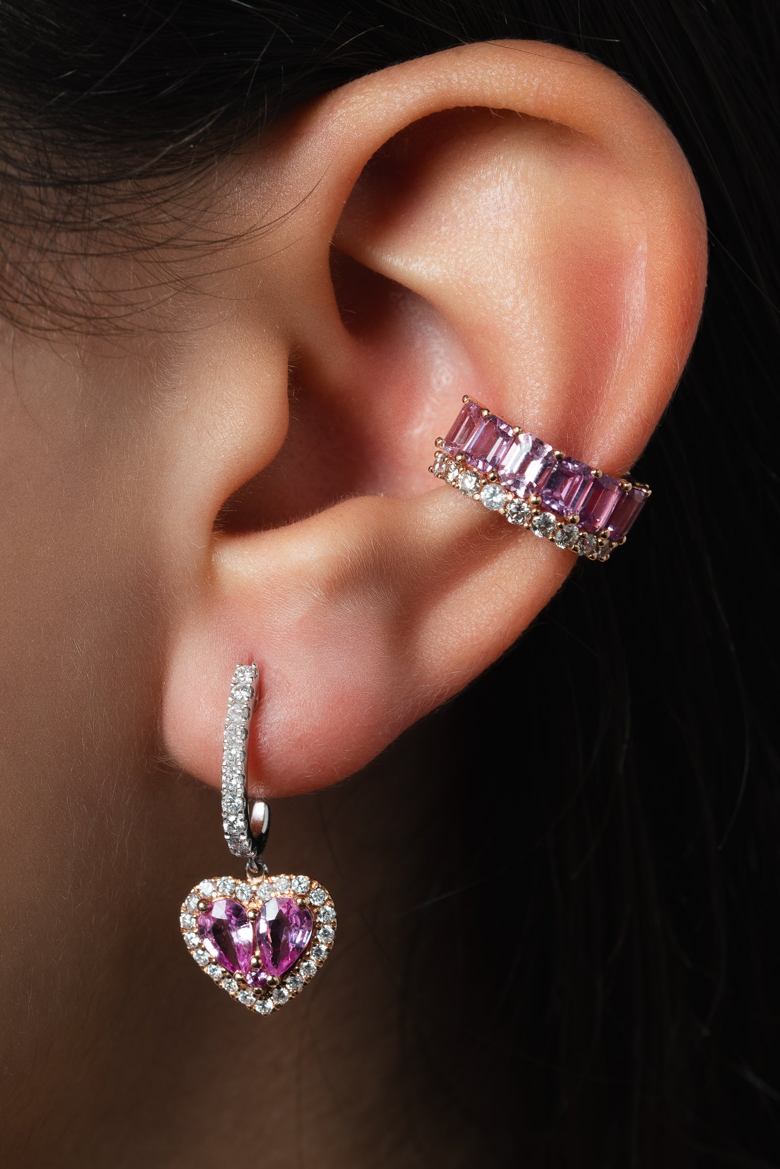 Piercing Safira Rosa com Diamante